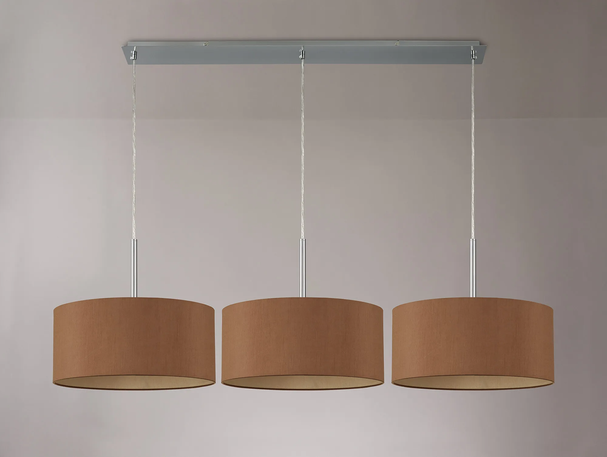 Baymont 40cm Shade 3 Light Pendant Polished Chrome, Raw Cocoa/Grecian Bronze DK0564  Deco Baymont CH RC